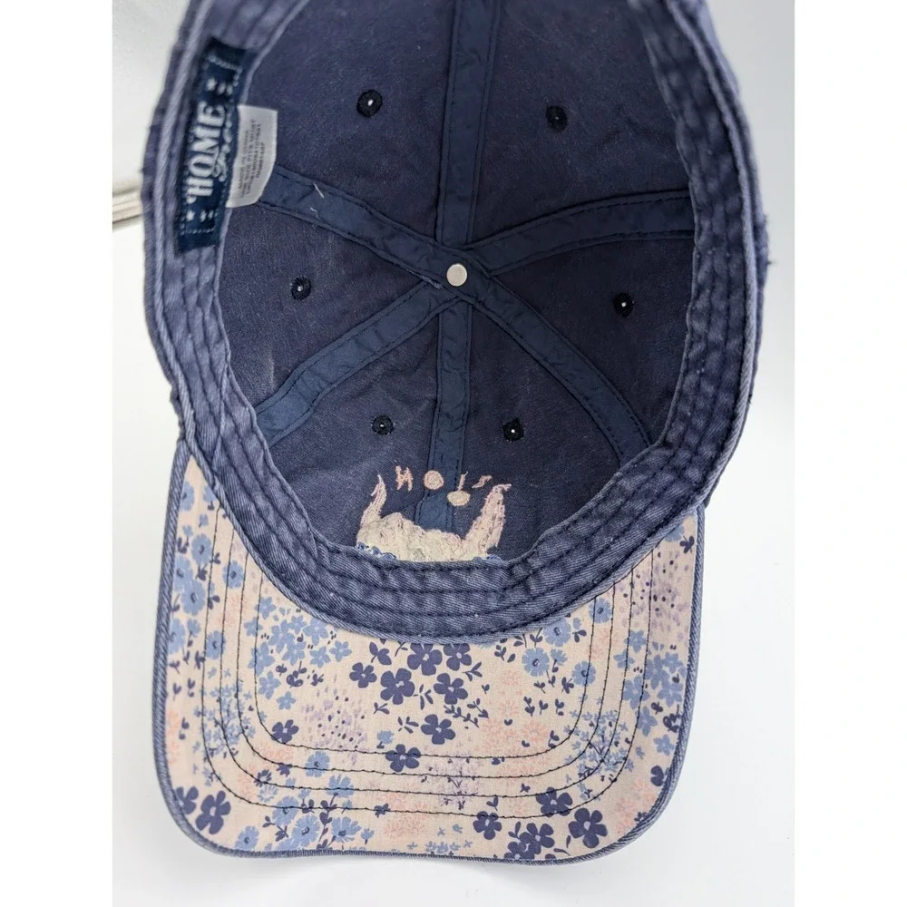 Home Free Zion National Park UT Embroidered Floral Washed Navy Blue Dad Hat Cap